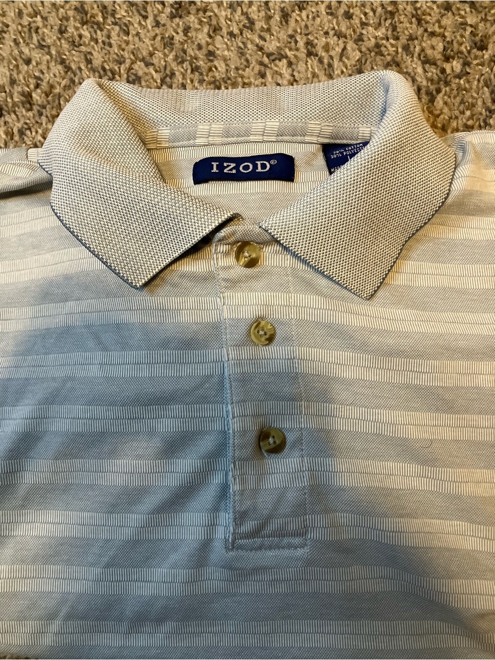 Izod Light Blue and White Striped Men's Polo size Large